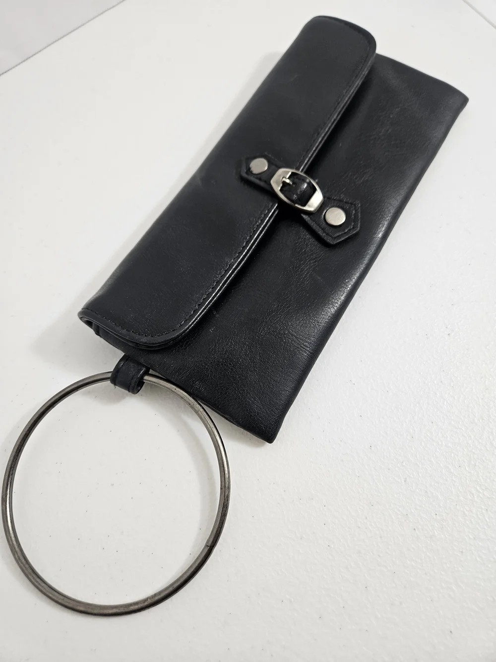 Victoria's Secret Black Wristlet Wallet Clutch Silver Ring Vintage Y2K